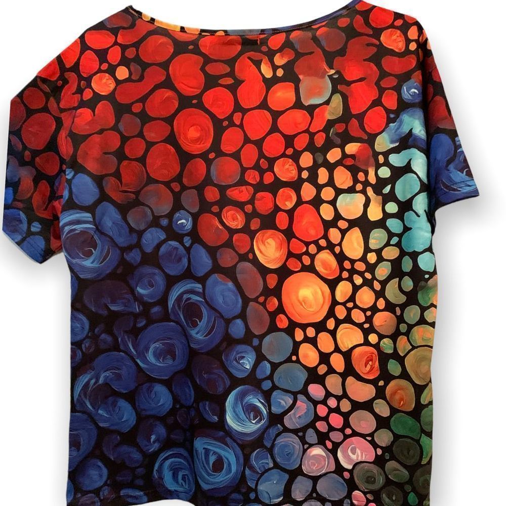 MISSLOOK Colorful Cotton Blend Top fits like an XL ((A-100) - Picture 2 of 7